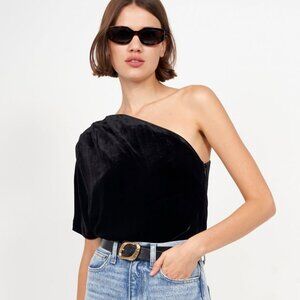 Joie Irena One-Shoulder Velvet Top Sz 0